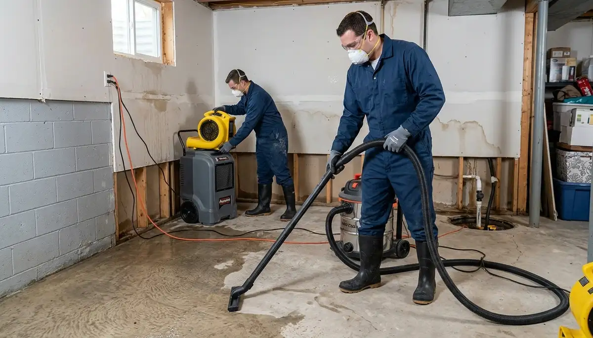 Basement flood cleanup in Everett, WA for water damage repair and fast emergency drying