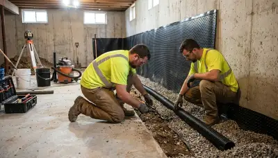 Everett, WA water-damage team waterproofing a basement to prevent moisture and flooding