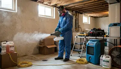 Odor removal technician treating water damage in Everett, WA home to eliminate moisture smells