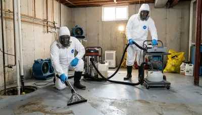 Sewage cleanup crew restoring Everett, WA home after water damage with professional equipment