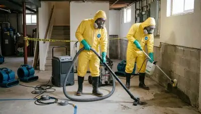 Sewer backup cleanup team in Everett, WA removing sewage and water damage from a home