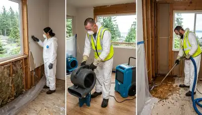 Everett, WA water damage restoration team inspecting a flooded home for cleanup and repair