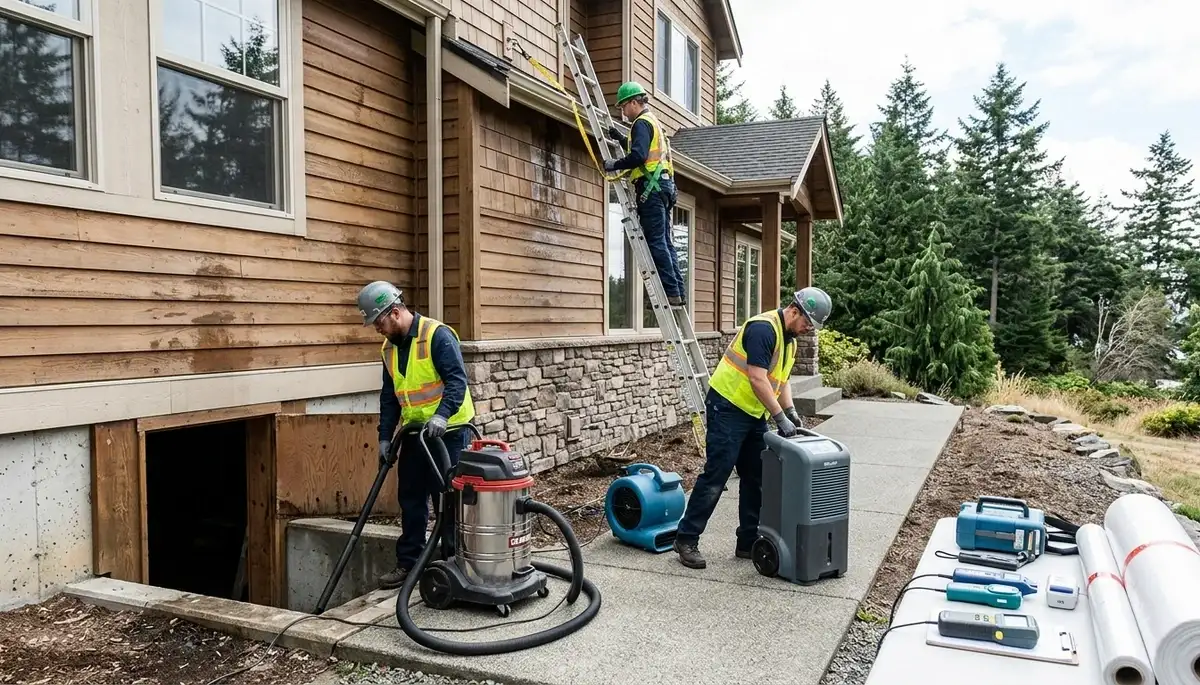 Water damage restoration team serving Everett, WA for flood cleanup and dry-out services