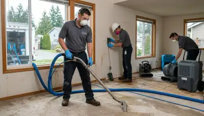 Water damage restoration team in Everett, WA providing emergency cleanup and drying services