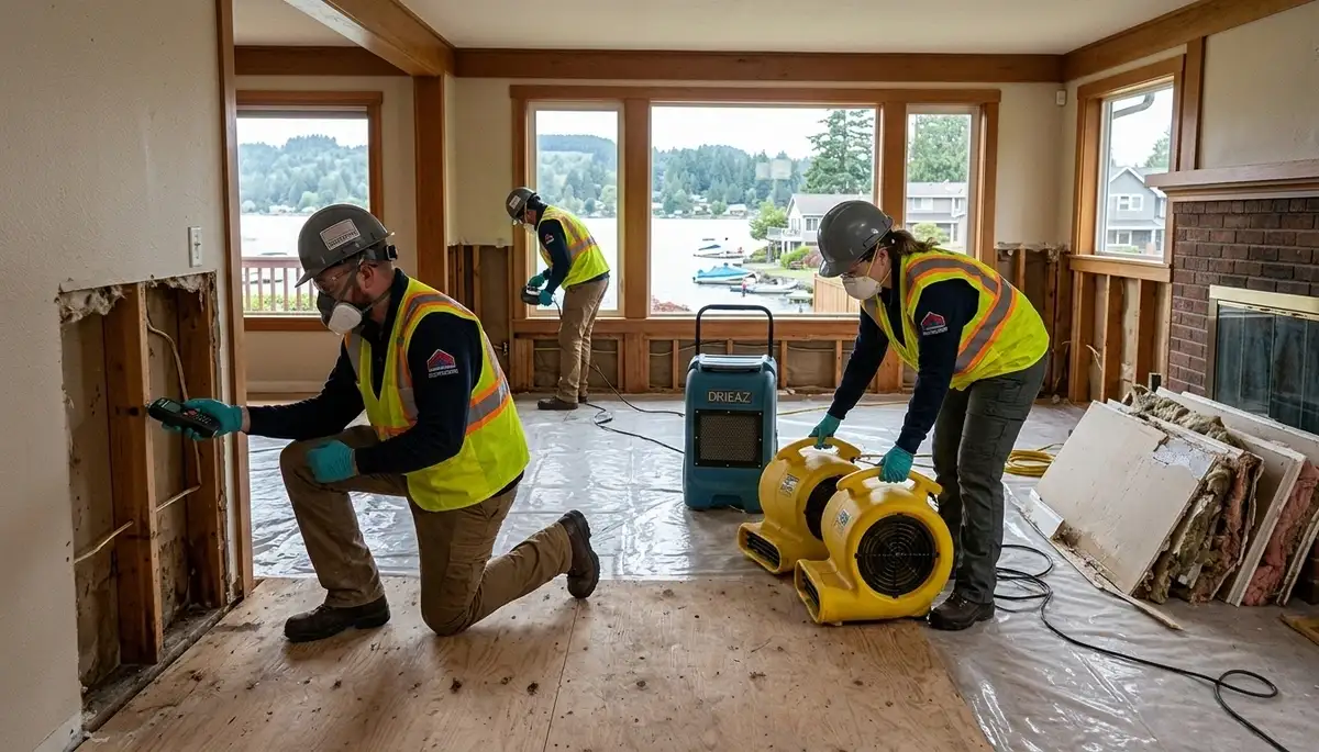 Water damage restoration team serving Everett, WA on a local business service page
