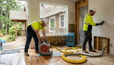 Water damage restoration team serving Everett, WA on a local emergency cleanup job
