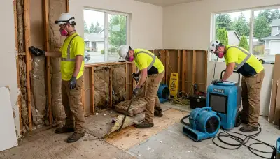 Water damage restoration team in Everett, WA providing emergency drying and cleanup services