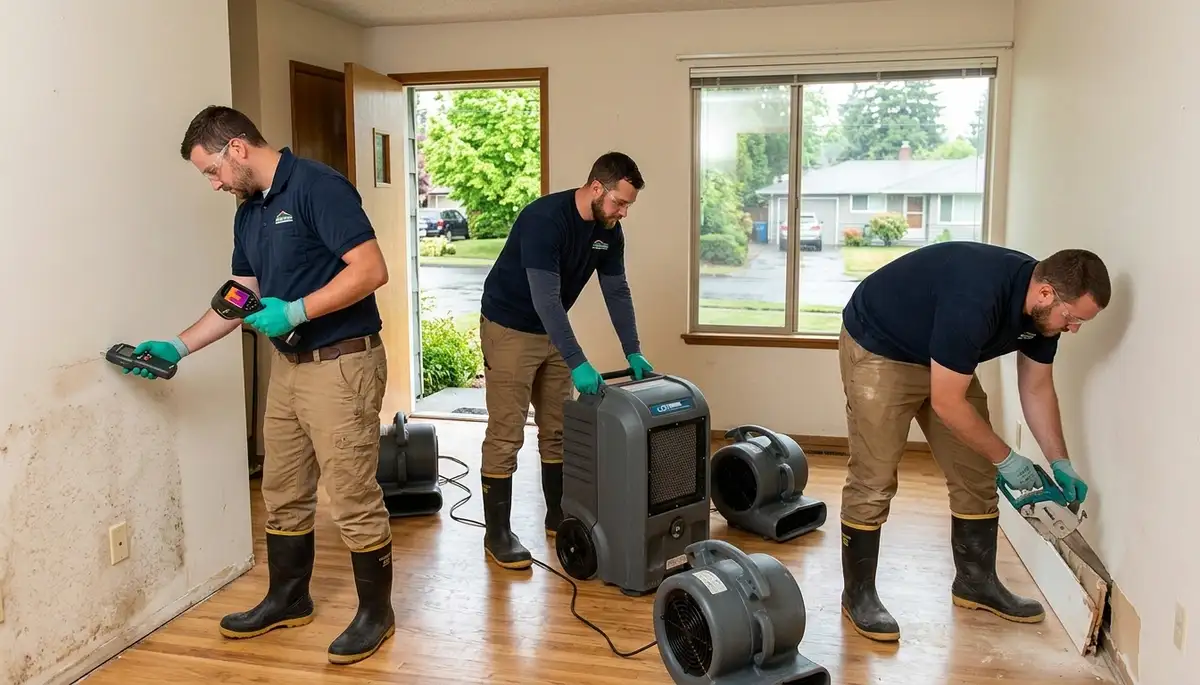 Water damage restoration team in Everett, WA handling emergency cleanup and drying services