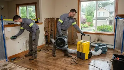 Water damage restoration team in Everett, WA providing emergency cleanup and drying services